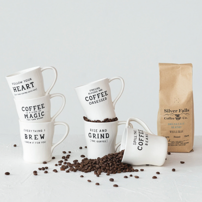 Stoneware Mug w/Coffee Saying