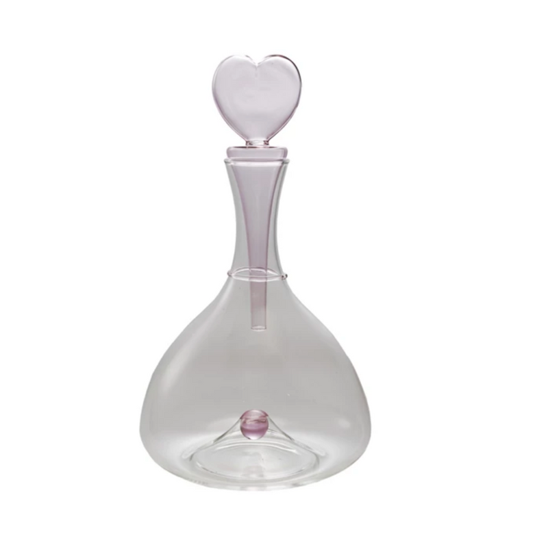 Glass Decanter with Hand-Blown Heart Shaped Stopper