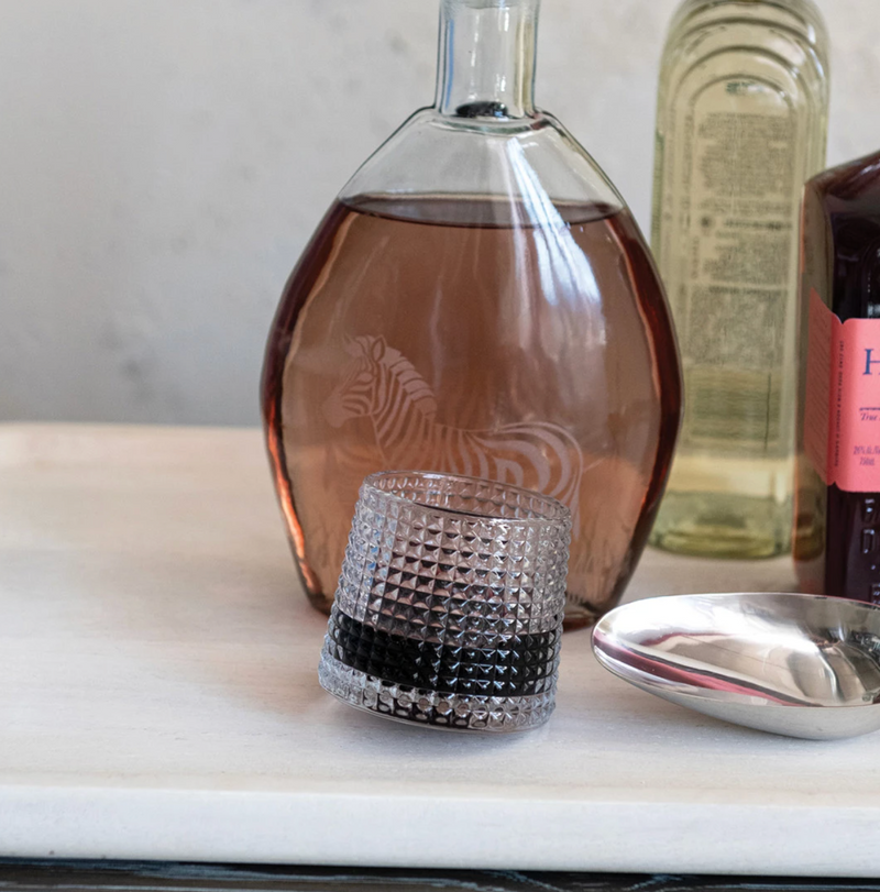 Embossed Spinning Whiskey Drinking Glass