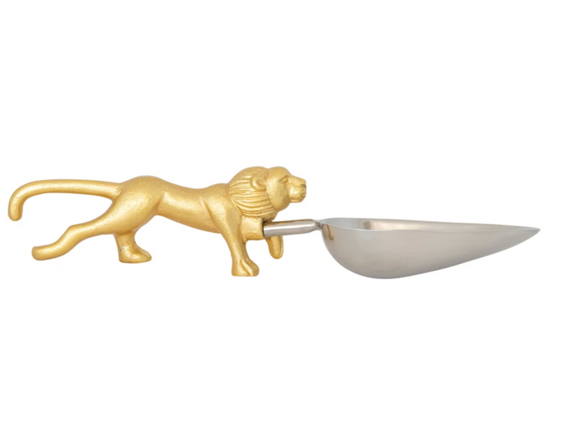 Stainless Steel & Cast Aluminum Scoop with Lion Shaped Handle