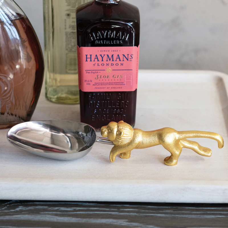 Stainless Steel & Cast Aluminum Scoop with Lion Shaped Handle