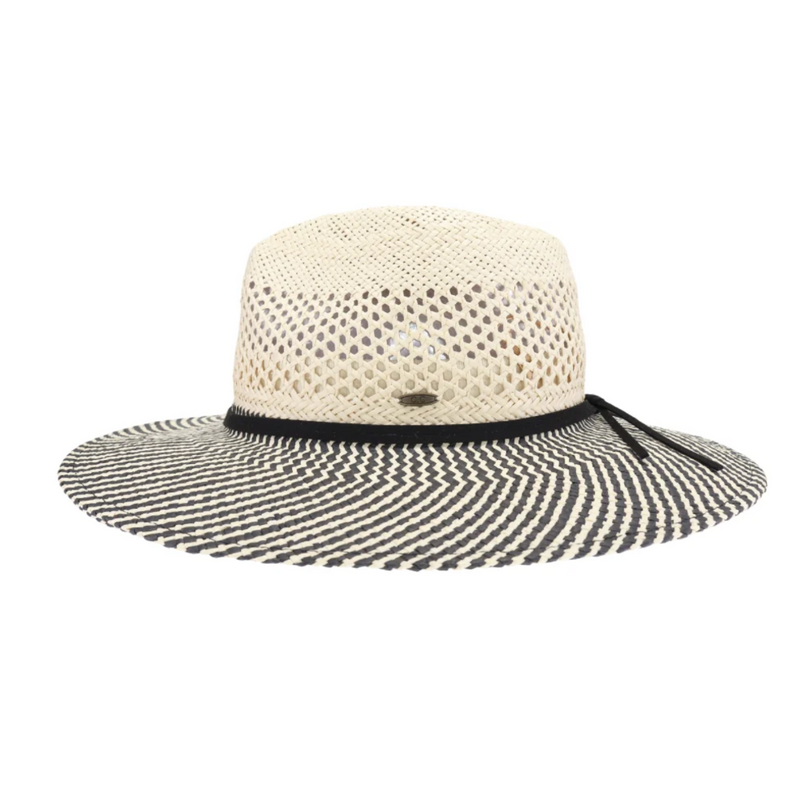 Two-Tone Open Crochet C.C Panama Sun Hat