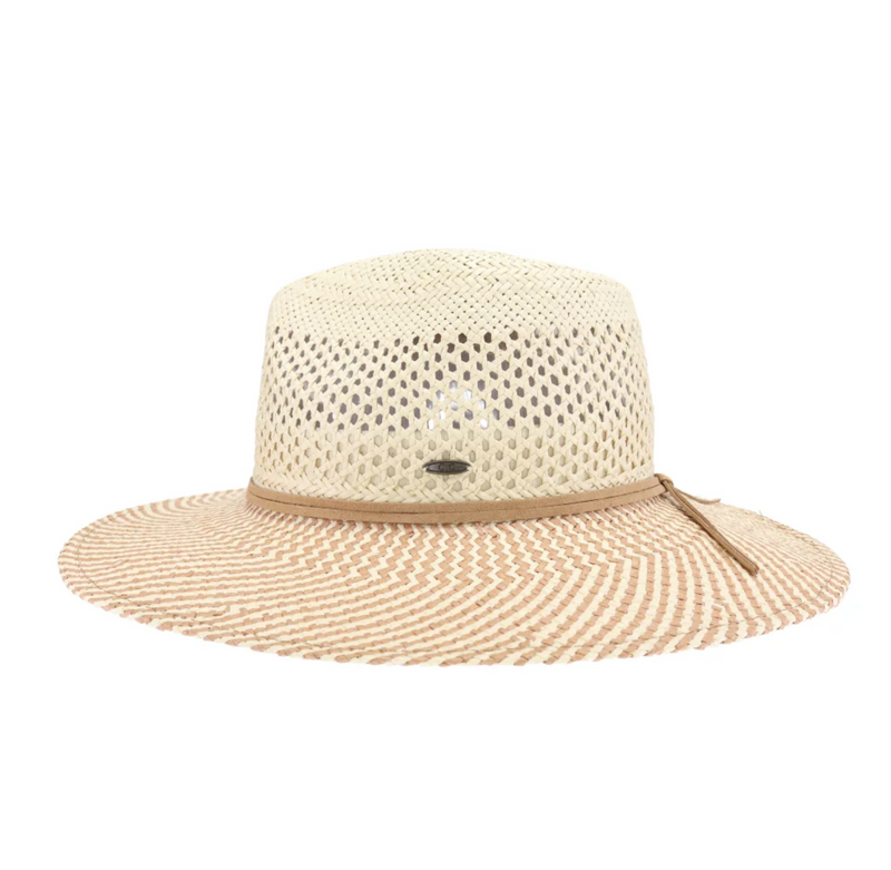 Two-Tone Open Crochet C.C Panama Sun Hat
