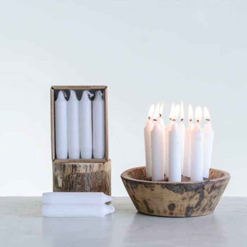 Unscented Short Taper Candles in Box | Set of 12
