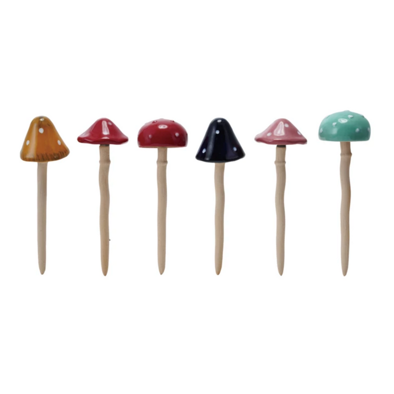 Stoneware Mushroom Plant Stake