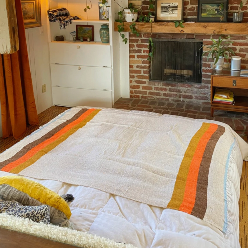 Sustainable Recycled Throw Blanket Summer Beach Throw 70's