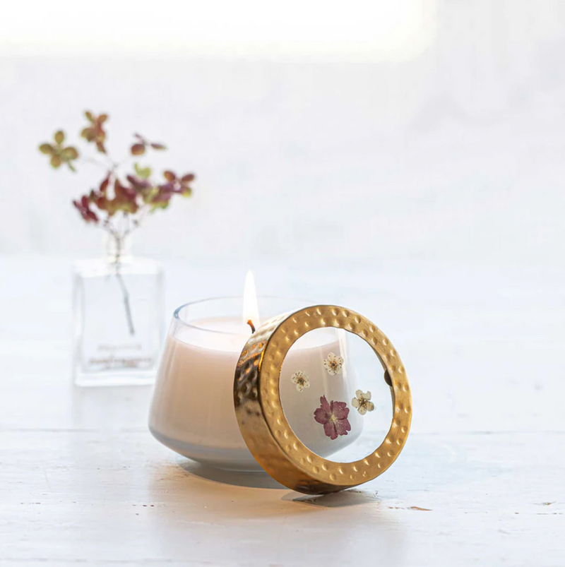 Pressed Floral Candle | Winterberry Frost | Small