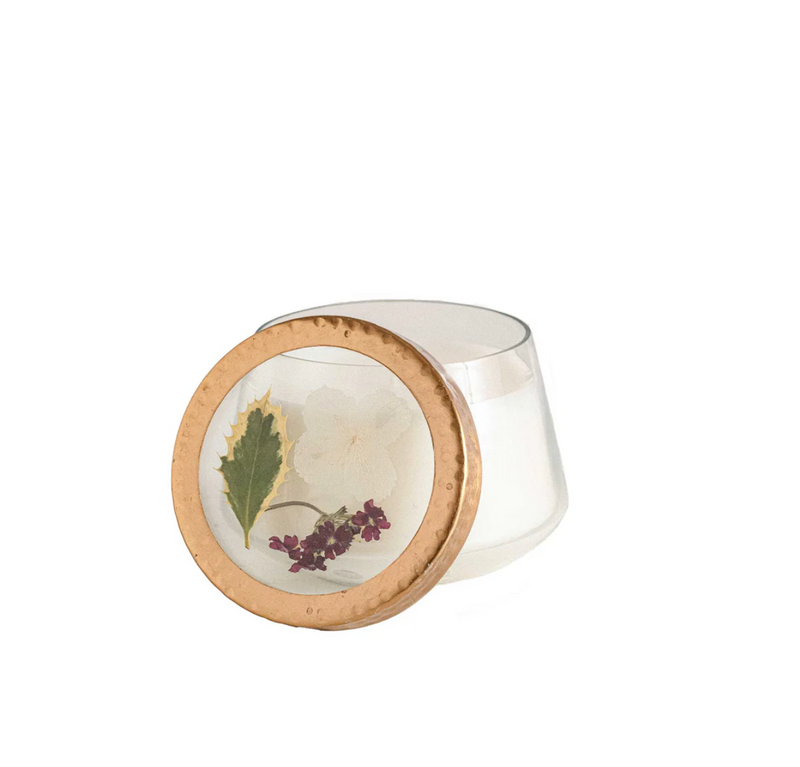 Pressed Floral Candle | Winterberry Frost | Medium