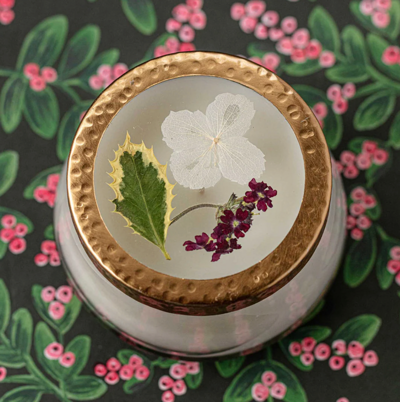 Pressed Floral Candle | Winterberry Frost | Medium