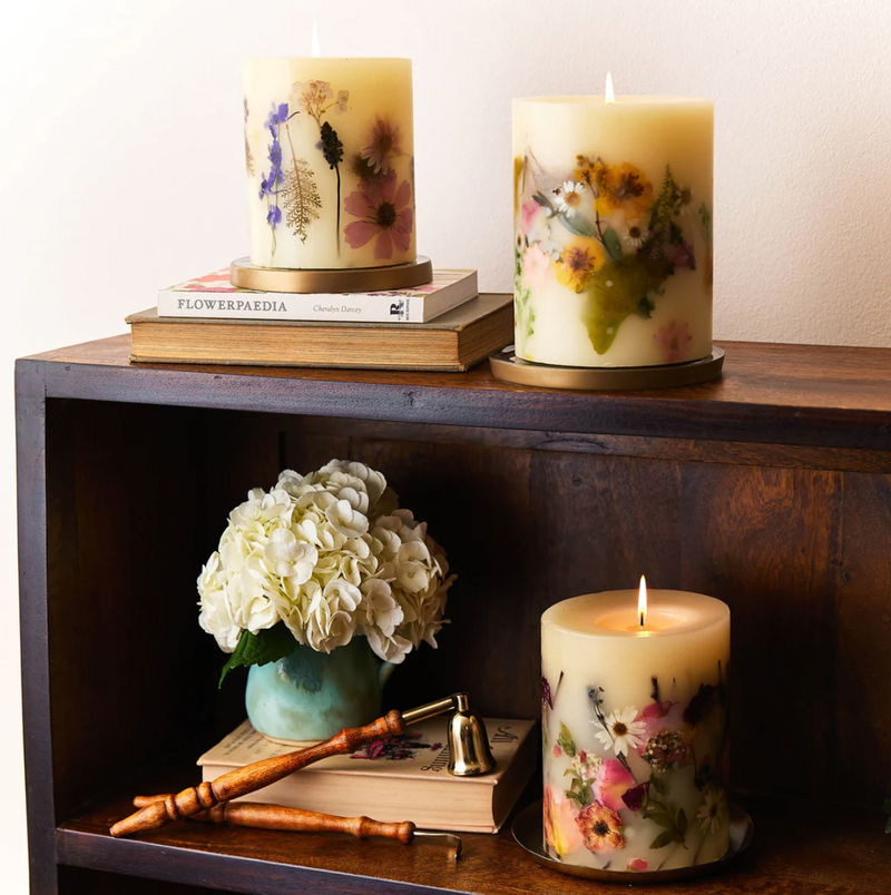 Large Gold Candle Plate with Rosy Rings Etched