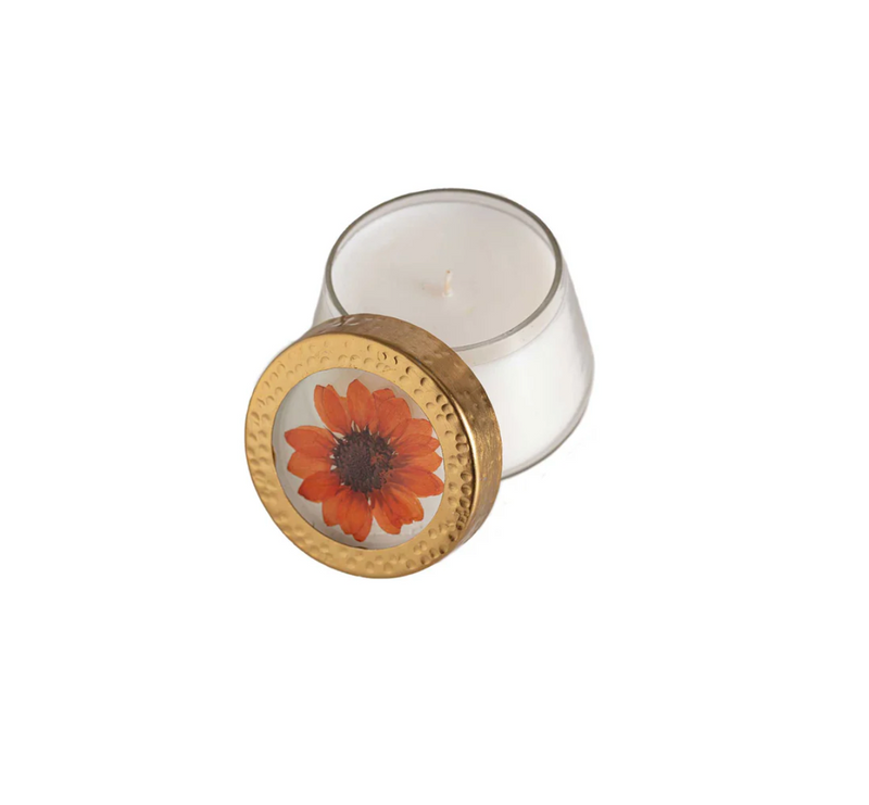 Harvest Pumpkin Pressed Floral Candle | Small