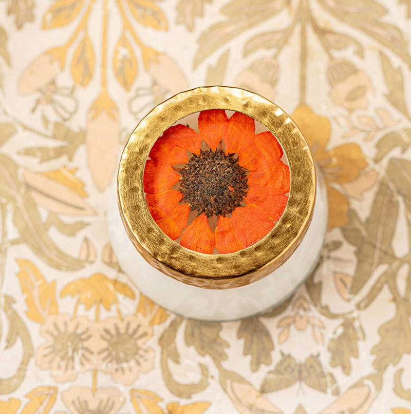 Harvest Pumpkin Pressed Floral Candle | Small