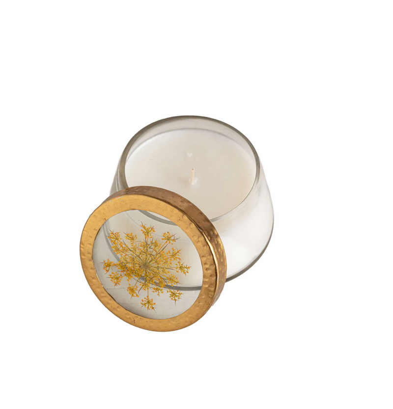 Harvest Pumpkin Pressed Floral Candle | Medium