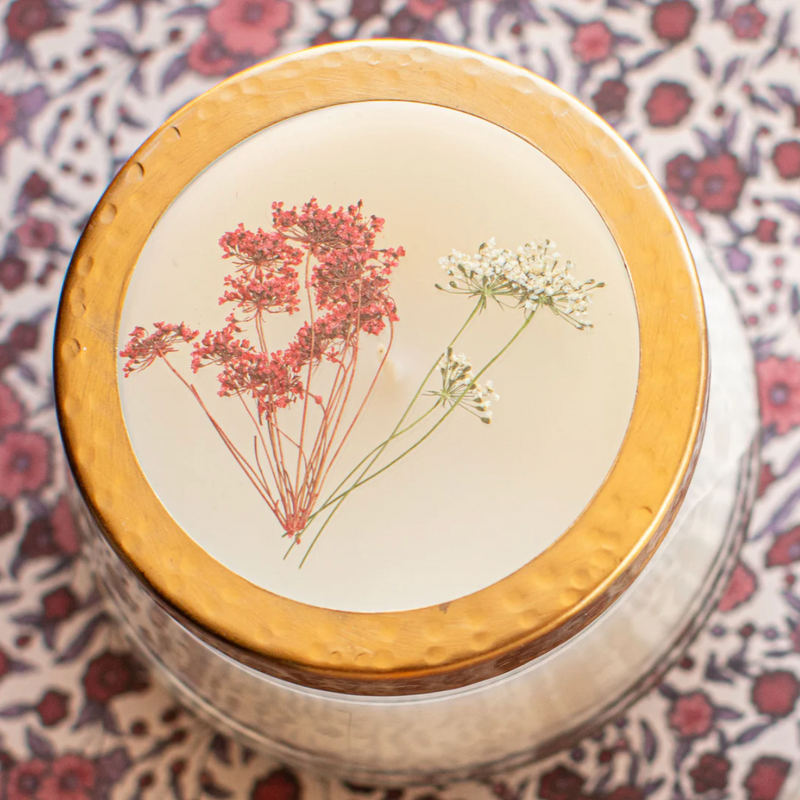 Pressed Floral Candle | Spicy Apple | Medium