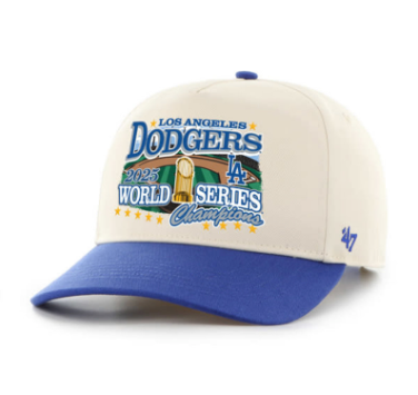 LOS ANGELES DODGERS 2025 WORLD SERIES NATURAL WORLD SERIES CHAMPS SP 47HITCH