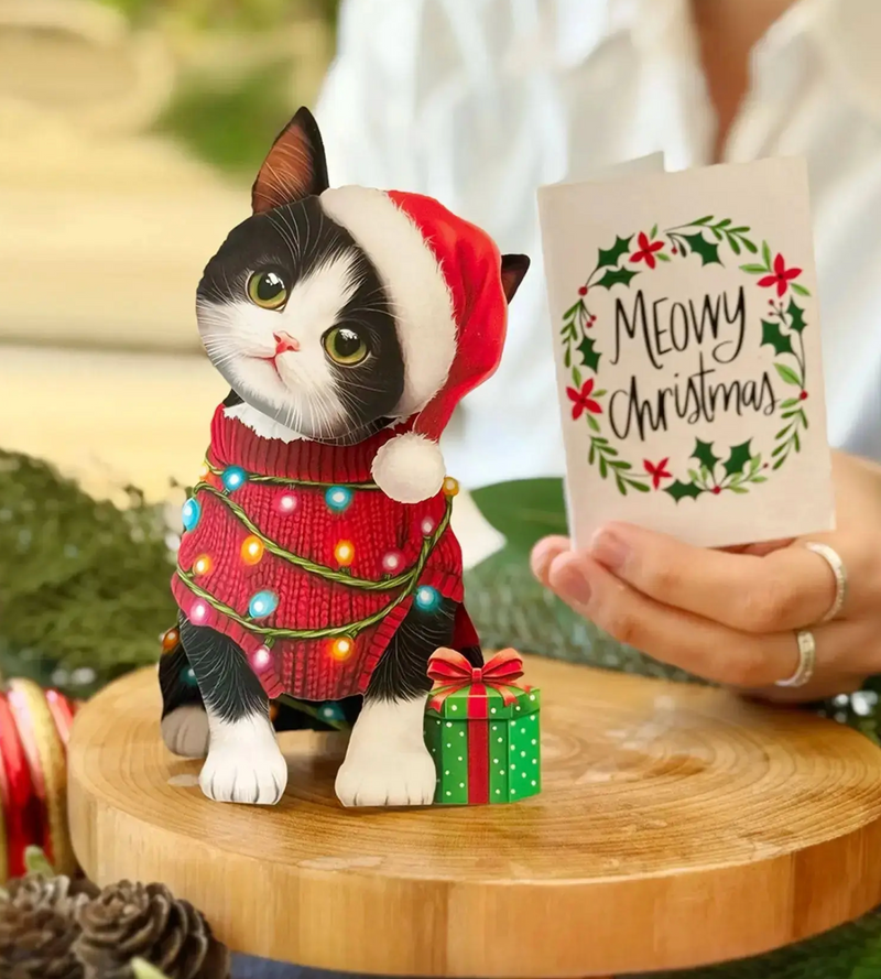 FreshCut Paper | Mini Christmas Kitten Pop-Up Card