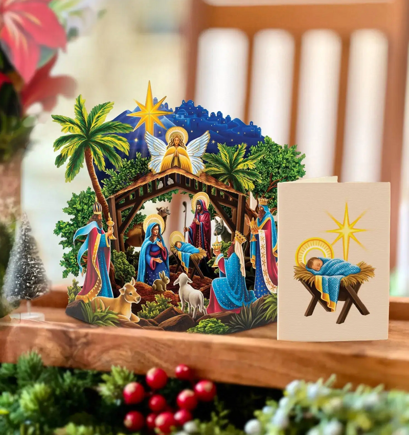 FreshCut Paper | Mini Starlit Nativity Pop-Up Card
