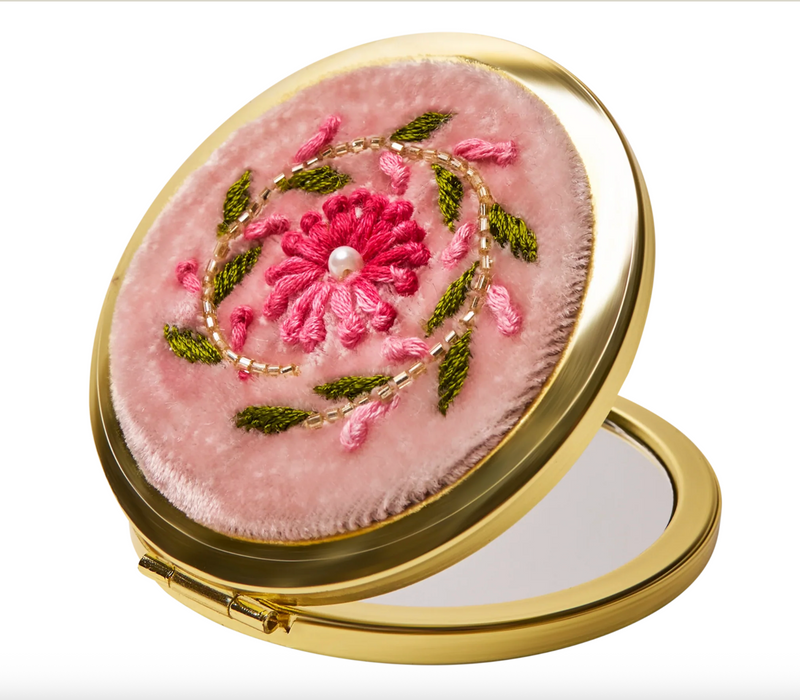 Embroidered Mirror - Pink Petals