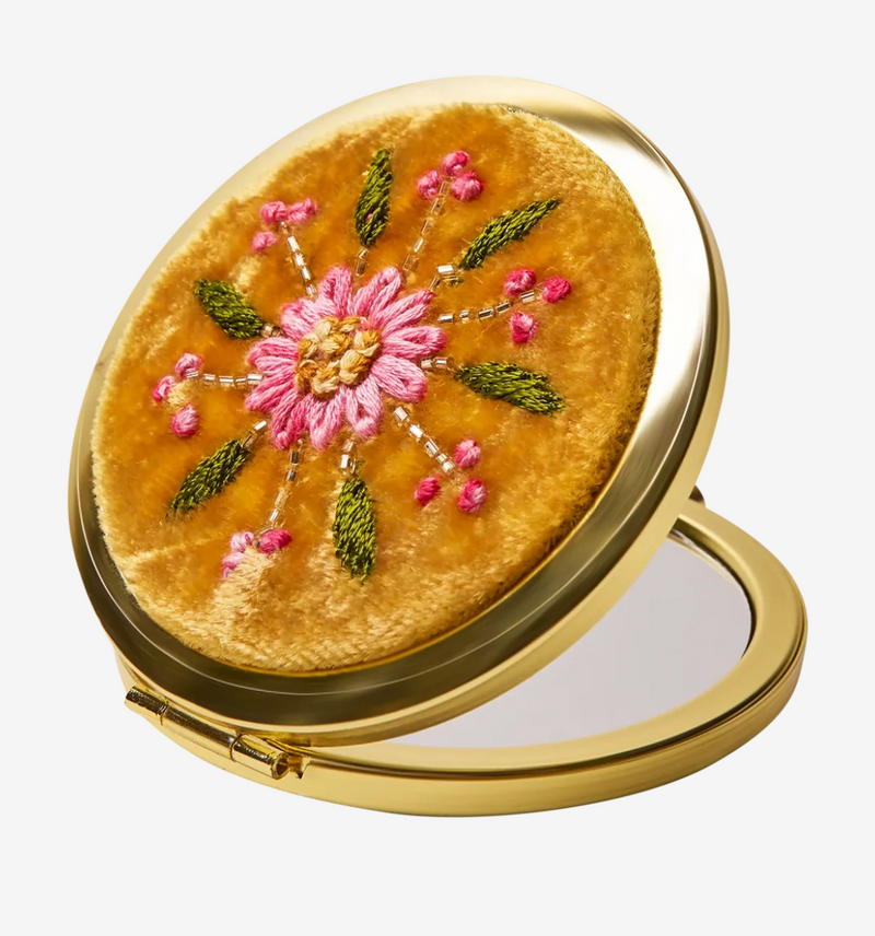 Embroidered Mirror - Mustard Flower
