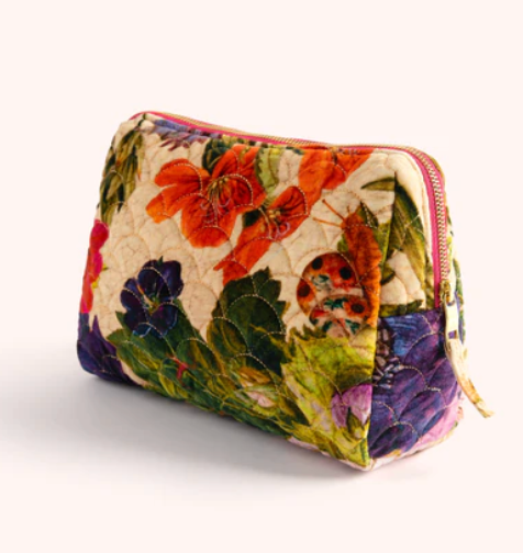 Quilted Wash Bag - Cream Posy