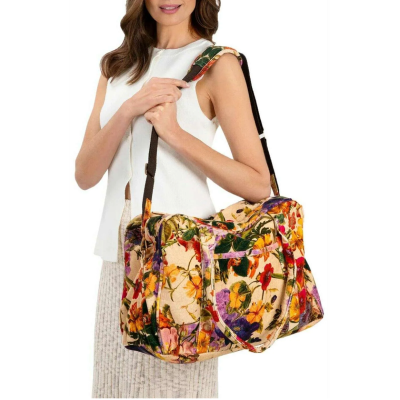 Luxe Weekender Bag - Cream Posy