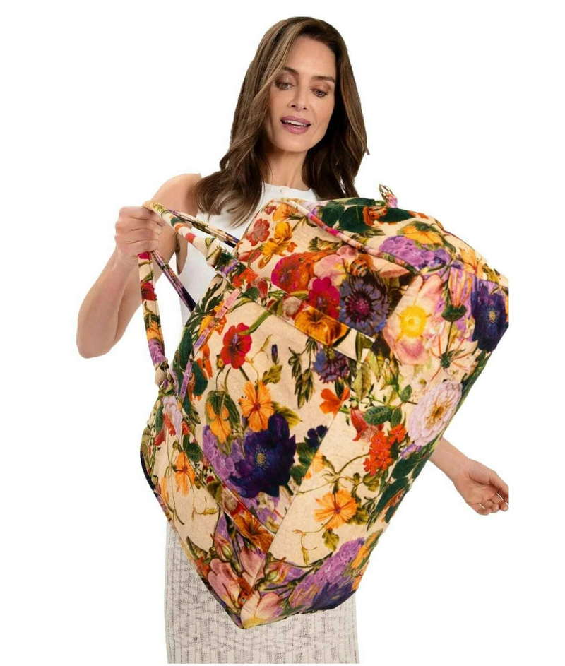 Luxe Weekender Bag - Cream Posy