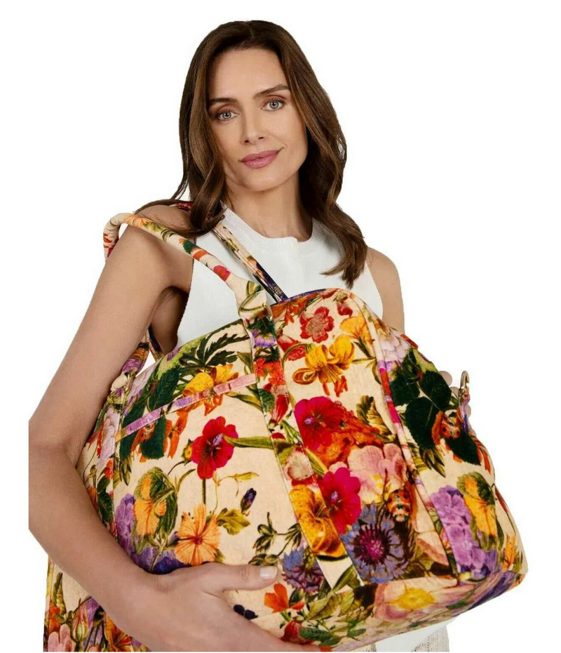 Luxe Weekender Bag - Cream Posy