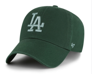 Dodgers Dark Green 47 Clean Up w/ NO Loop Label & Teal LA
