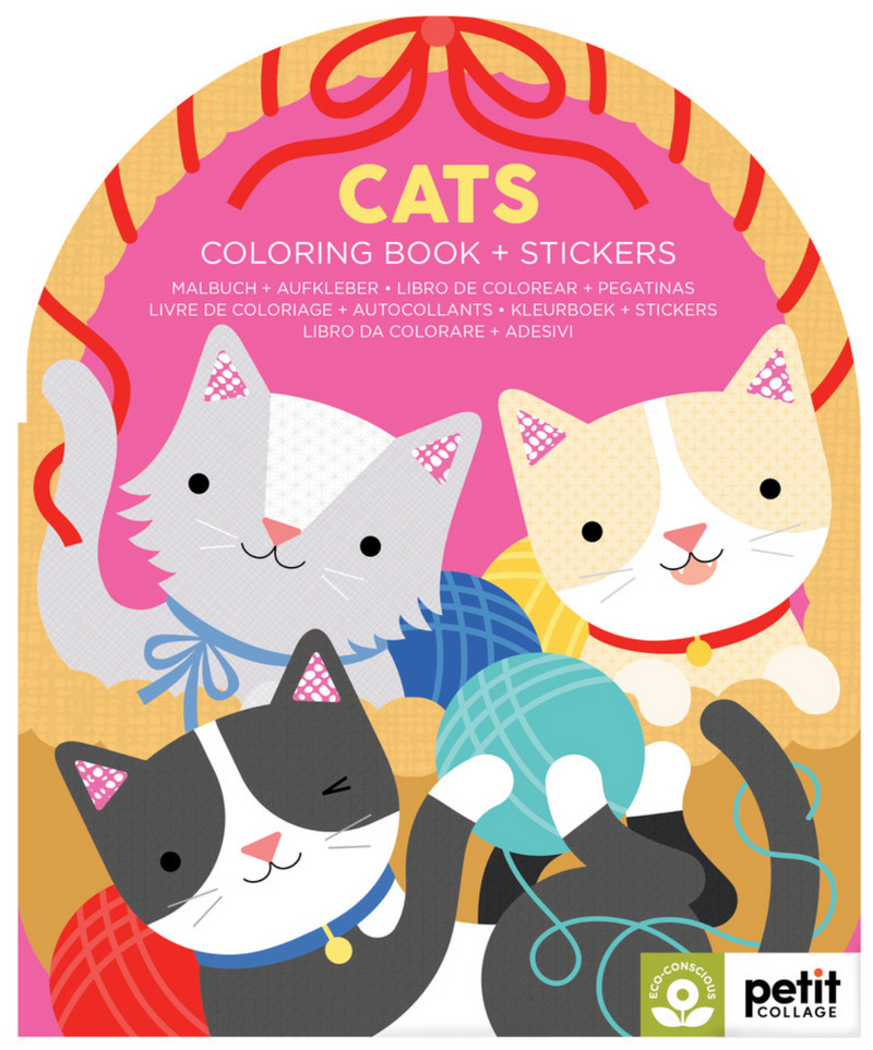 Cats Coloring Book + Stickers
