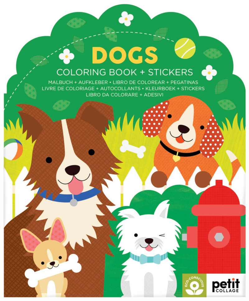 Dogs Coloring Book + Stickers