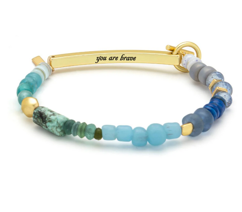 Hidden Message Bracelet - Brave/African Turquoise/Gold