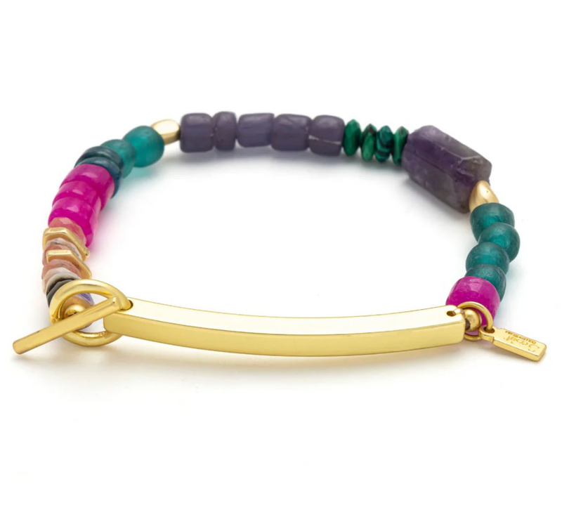 Hidden Message Bracelet - Strong AF/Amethyst/Gold