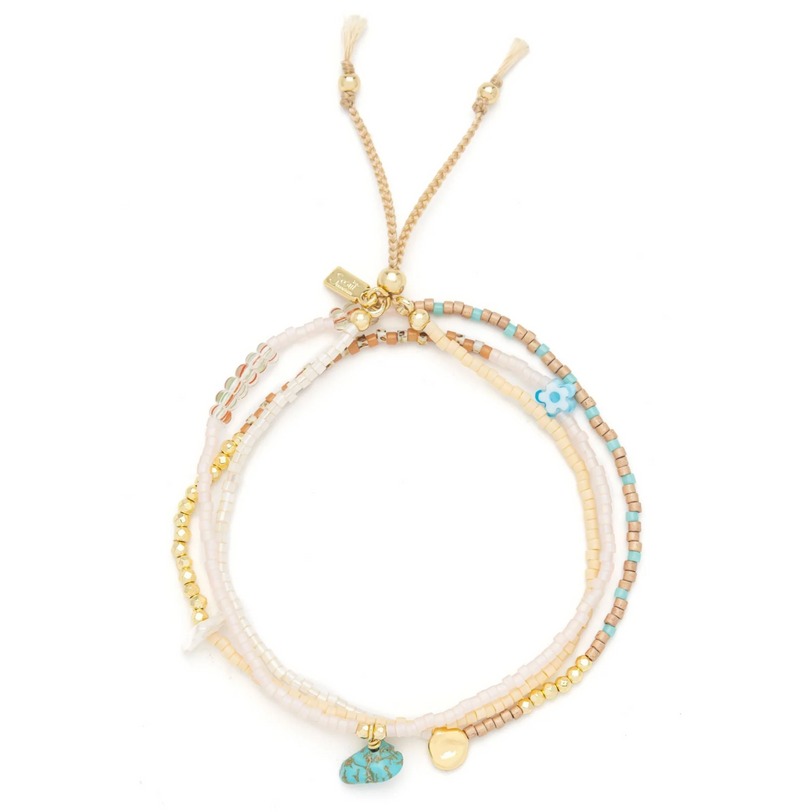 Mixed Media Wrap Bracelet/Necklace - Tranquility/Turquoise/Gold
