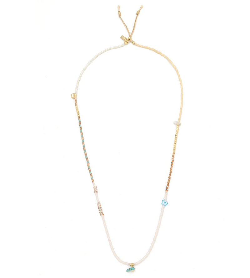 Mixed Media Wrap Bracelet/Necklace - Tranquility/Turquoise/Gold