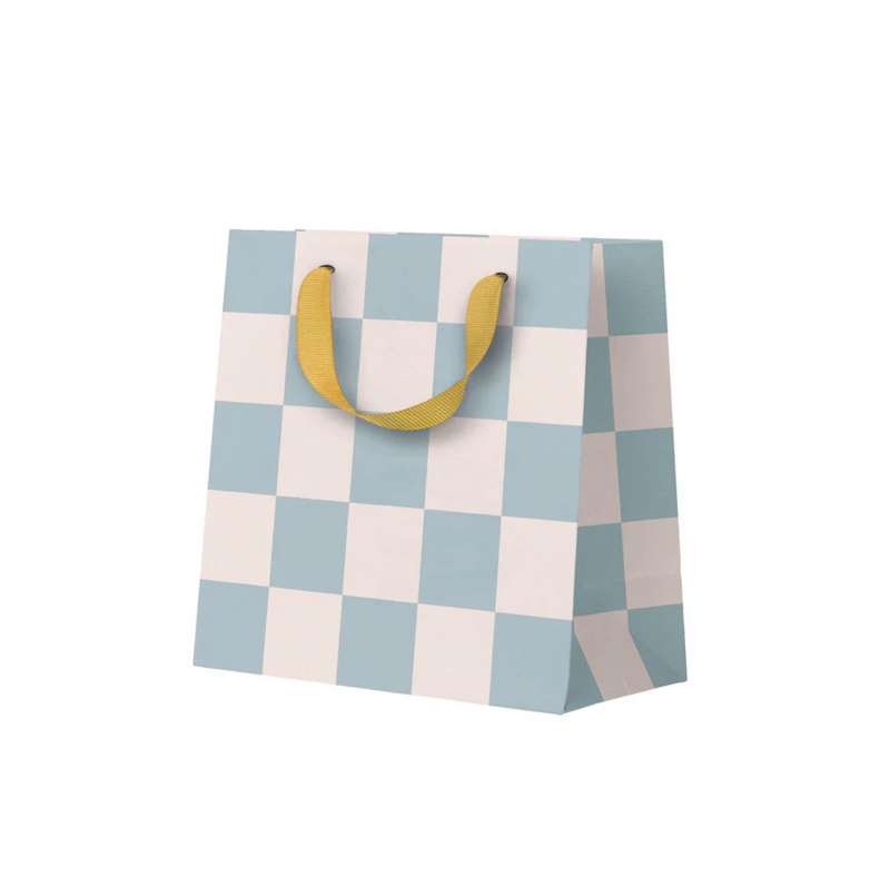 Pale Blue Checkerboard Mini Gift Bag