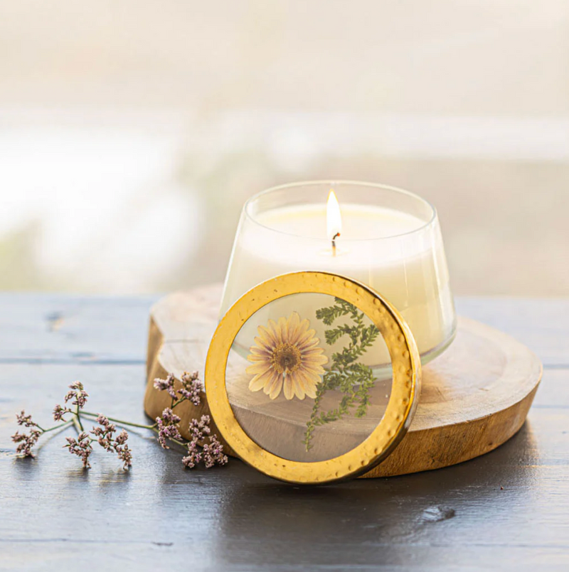 Accent Pressed Floral Candle | Vanilla Rain