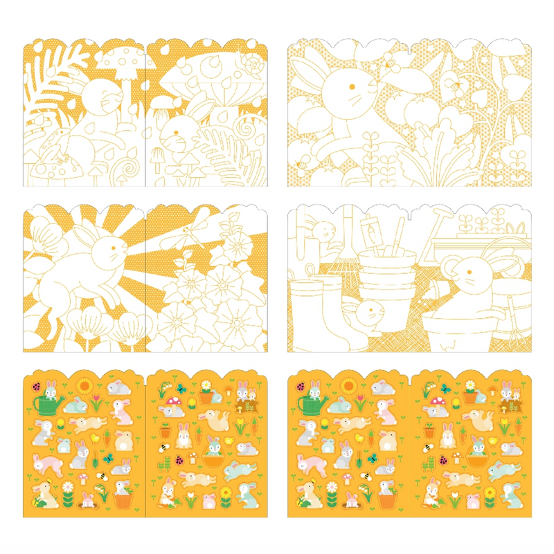 Bunnies Coloring Book + Stickers