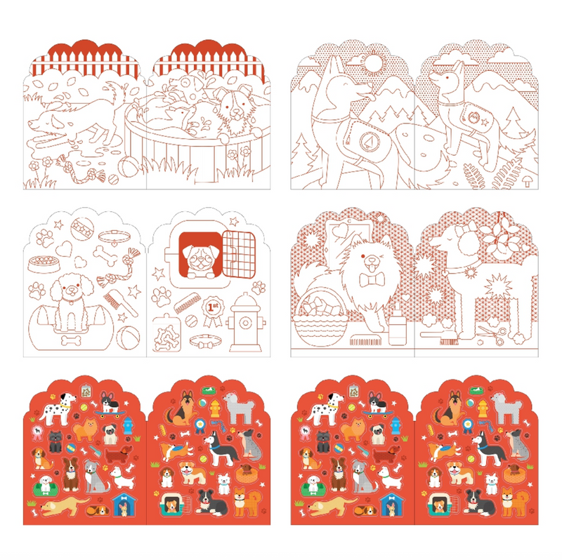 Dogs Coloring Book + Stickers