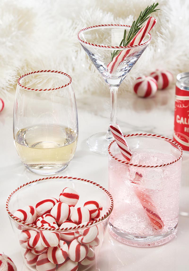 Peppermint Twist Wine Glass - Red