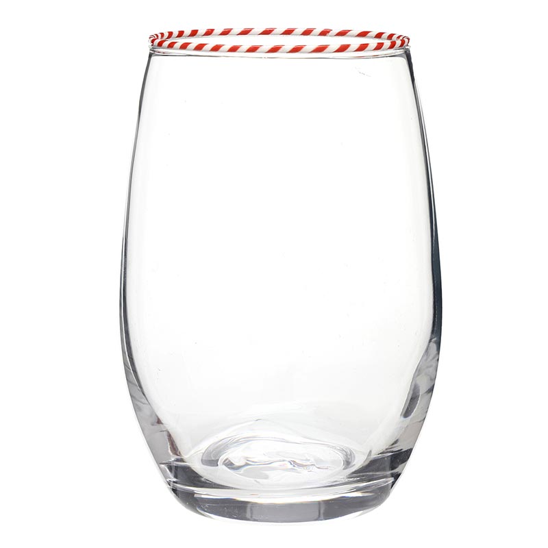 Peppermint Twist Wine Glass - Red