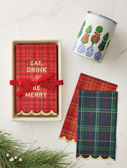 Scalloped Paper Guest Napkins - Plaid