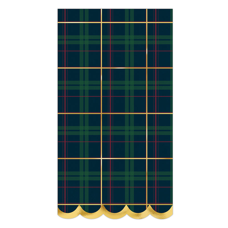 Scalloped Paper Guest Napkins - Plaid