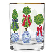 Double Old Fashioned Glass - Holiday Topiaries