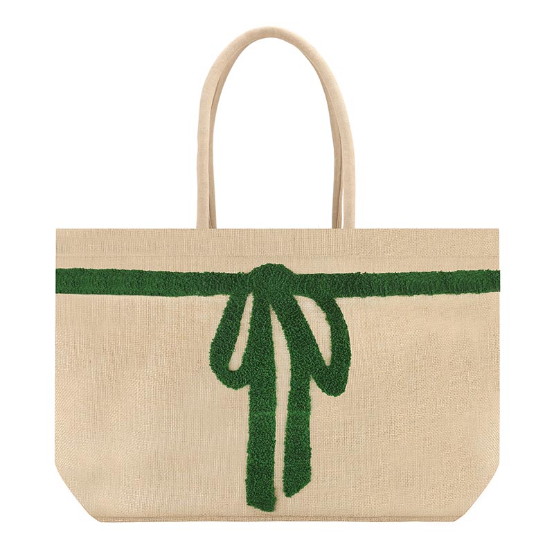 Luxe Burlap Tote - Bow