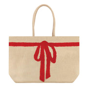 Luxe Burlap Tote - Bow