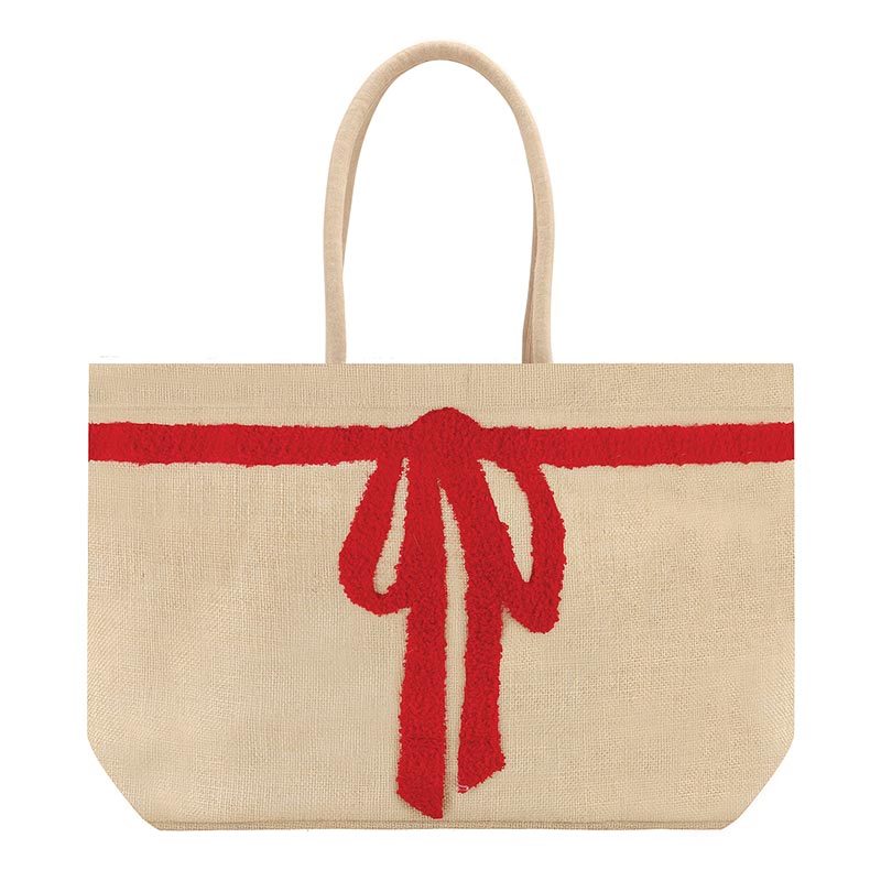 Luxe Burlap Tote - Bow