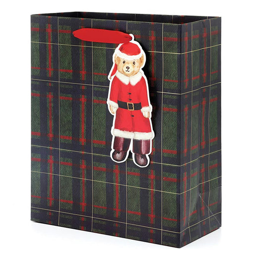 Plaid Santa Bear Large Gift Bag