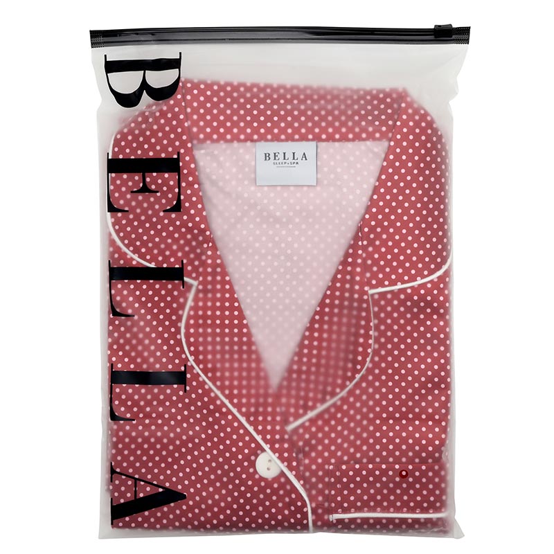 Full-Length Ruffled PJ Set with Velvet Tie - Red + Pink Pin Dots