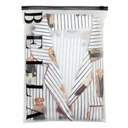 Full-Length PJ Set with Velvet Tie - Navy Stripes + Bears
