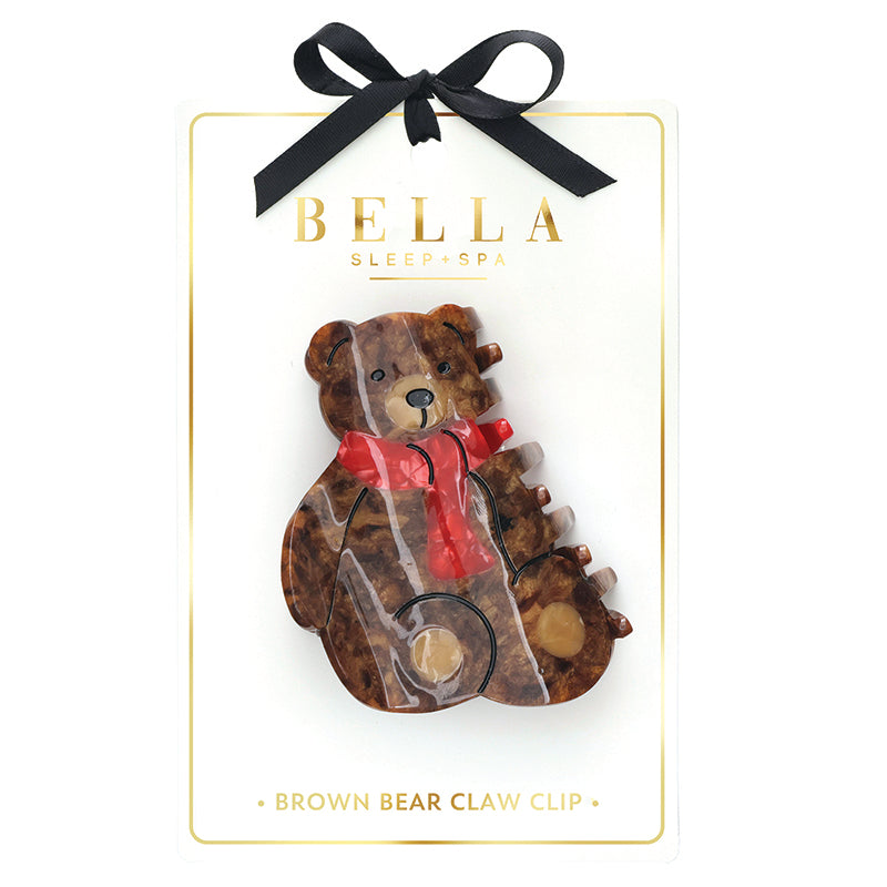 Bear Claw Clip - Brown Bear + Red Scarf